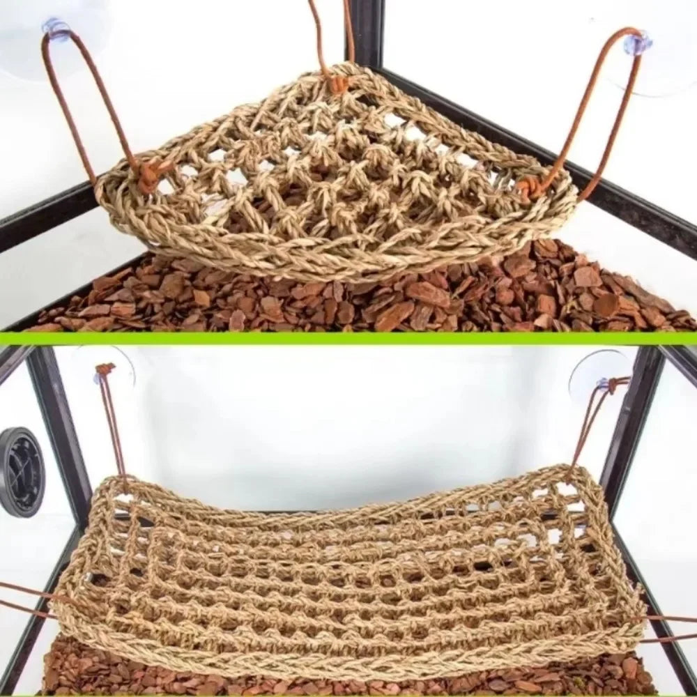 Bearded Dragon Hammock Reptile Lounger for Chameleon Lizards Gecko Snakes Lguana Reptiles Geckos Grass Cushion Pet Bed Swing - PetPlanet