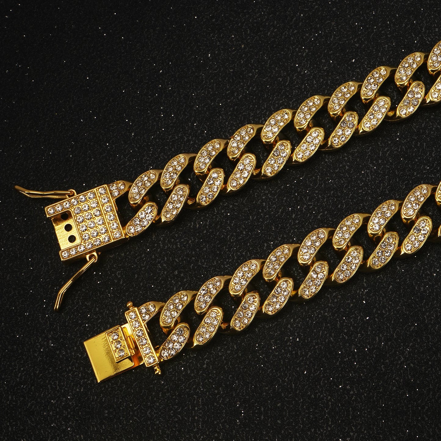 Luxury Copper Dog Chain Collar with Zirconia Diamonds