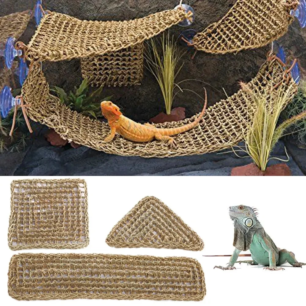 Bearded Dragon Hammock Reptile Lounger for Chameleon Lizards Gecko Snakes Lguana Reptiles Geckos Grass Cushion Pet Bed Swing - PetPlanet