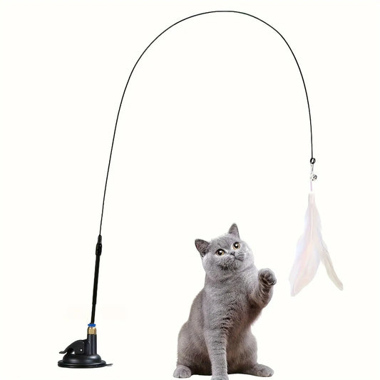 Interactive Feather Cat Teaser Toy with Bell