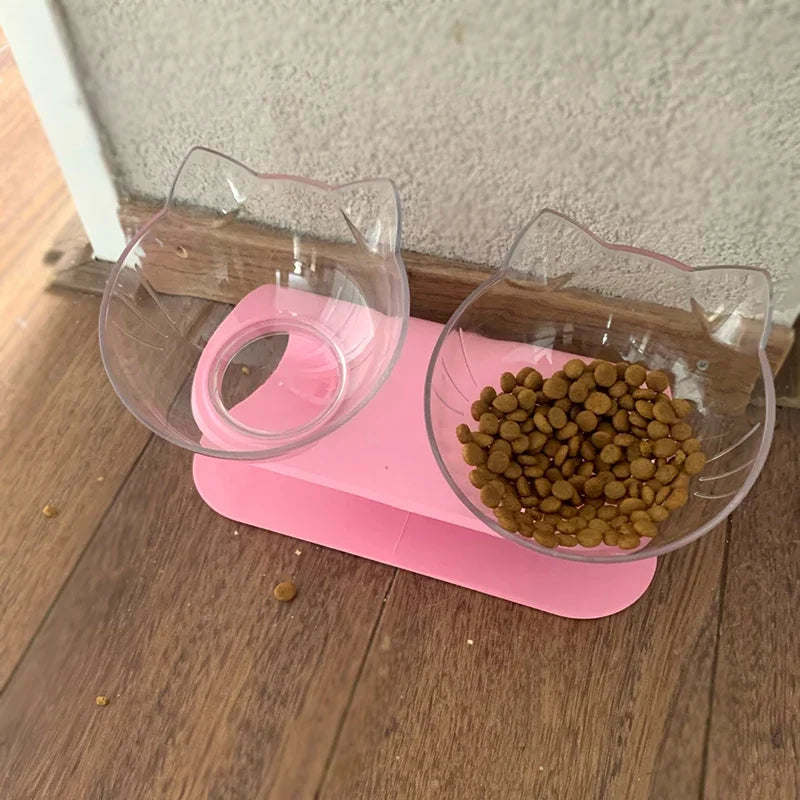 Non-Slip Double Feeding Bowl with Stand For Cats - PetPlanet