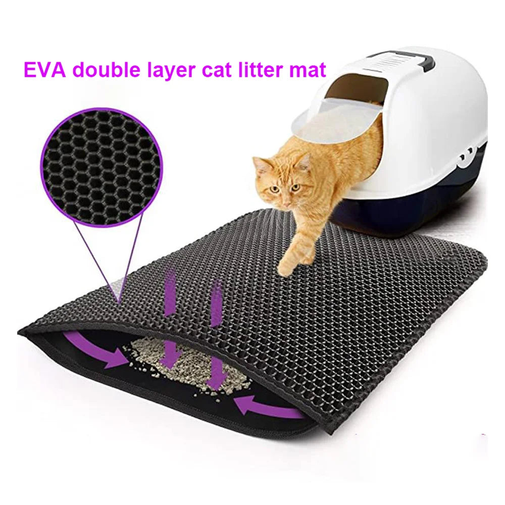 Waterproof Cat Litter Mat with Double Honeycomb Design