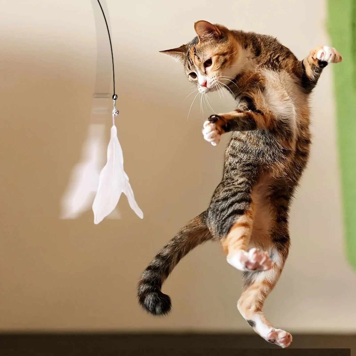 Interactive Feather Cat Teaser Toy with Bell