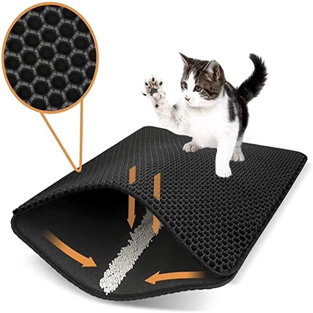 Waterproof Cat Litter Mat with Double Honeycomb Design