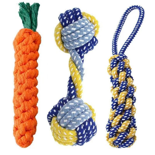 Durable Cotton Rope Dog Toy - Multiple Styles & Colors