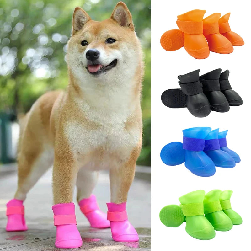 Stylish & Waterproof – Rubber Boots for Dogs and Cats (4 Pcs)