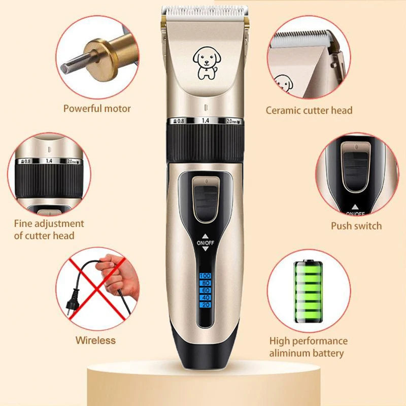 Wireless Fur Hair Clipper Set – with Precision Blades for All Fur Types