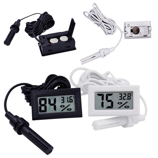 Digital Thermometer Hygrometer Temperature Humidity Gauge with Probe for Vehicle Reptile Terrarium Fish Tank Refrigerator 20%OFF - PetPlanet