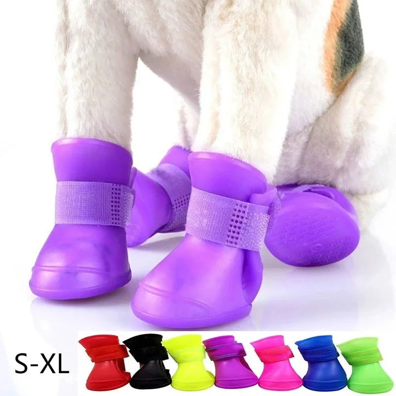 Stylish & Waterproof – Rubber Boots for Dogs and Cats (4 Pcs)