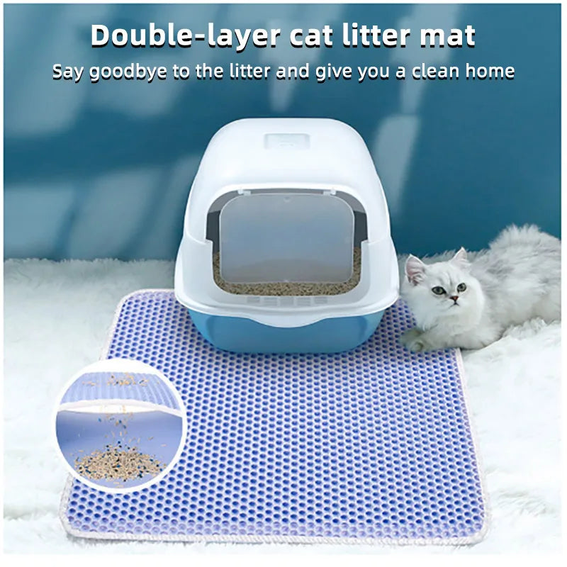 Waterproof Cat Litter Mat with Double Honeycomb Design