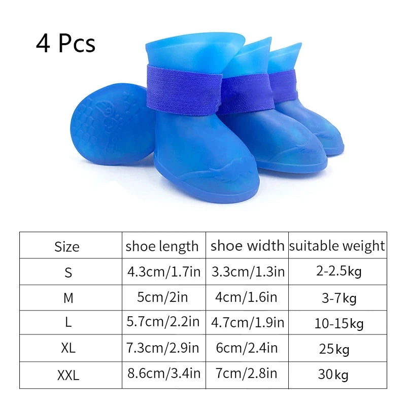 Stylish & Waterproof – Rubber Boots for Dogs and Cats (4 Pcs)