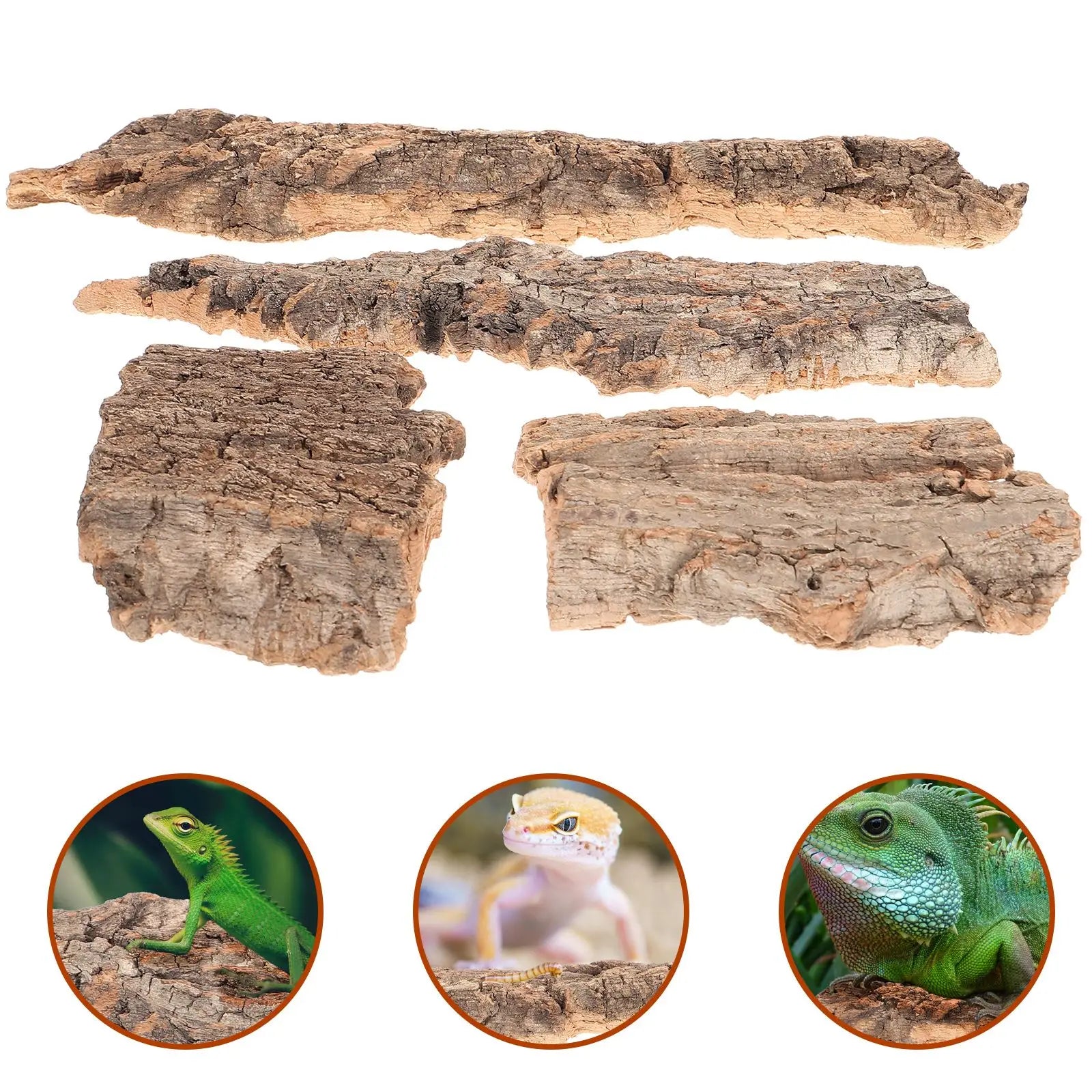 4Pcs Natural Cork Bark Flat Reptile Terrarium Background Decoration For Water Tank Pet Reptile Bark Climbing Tree Bark Decor - PetPlanet